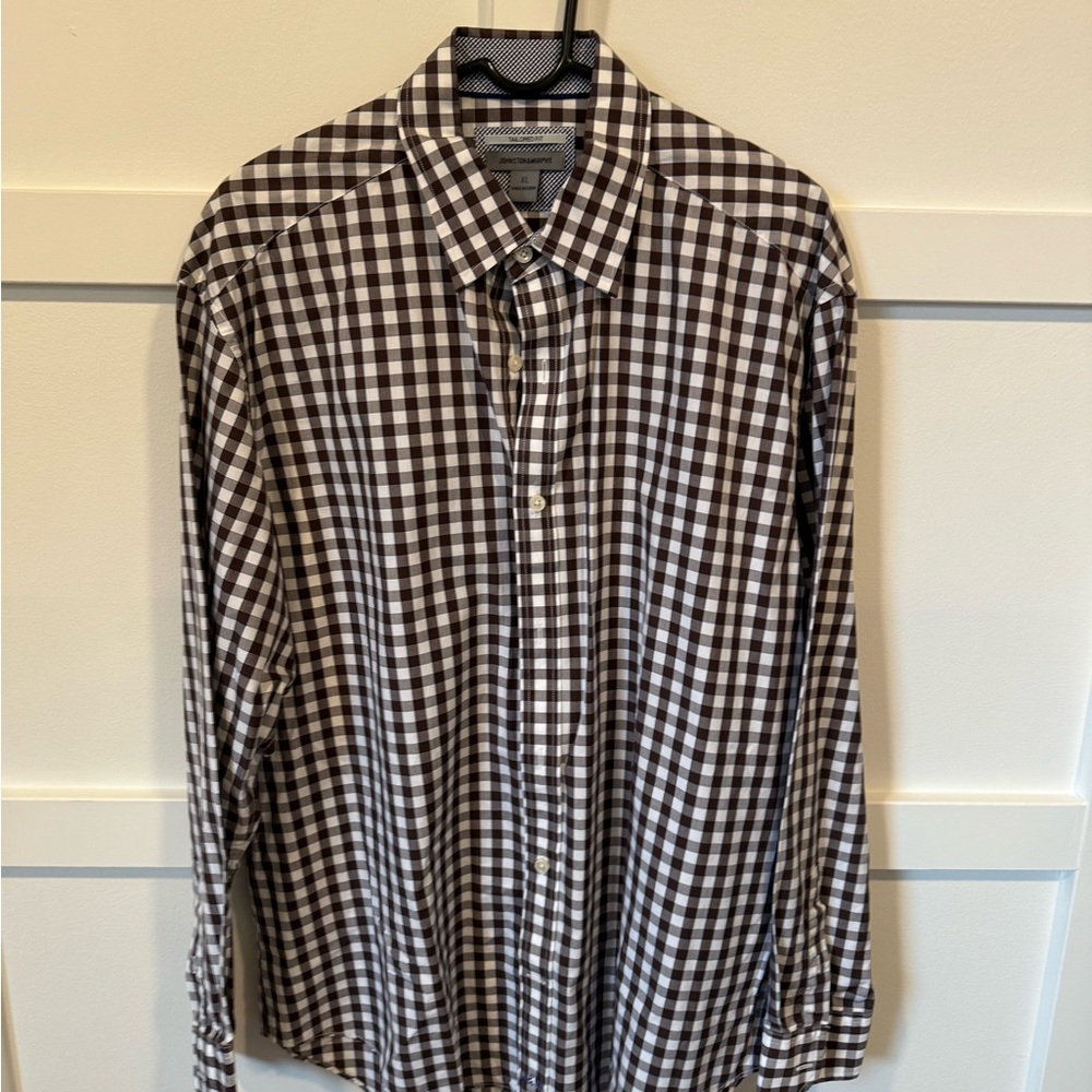 Johnston & Murphy Brown and White Casual Button Down Shirt
